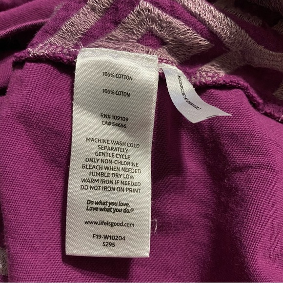 Life Is Good Purple V Neck Embroidered Tunic Top - Picture 4 of 5